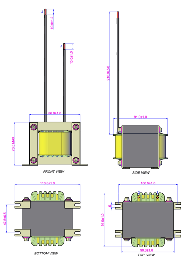 PFC 인덕터 EI85 50Hz/60Hz 10kW 배터리 충전기 